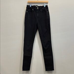 Good American Black Skinny Jeans with Distressed Knees